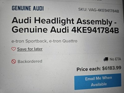 AUDI 4KE941784B  OEM Headlight OEM 2019-24 Audi Q8 E-tron Matrix Beam LED RIGHT 
