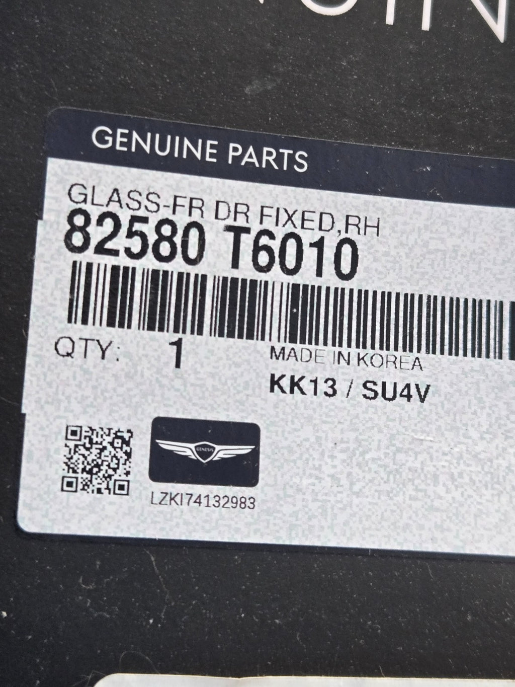 2021-2026 Genesis Vent Glass 82580-T6010 NEW OEM RH RIGHT