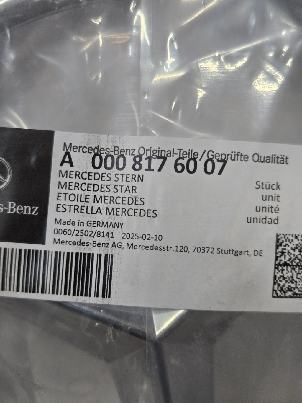 Genuine Mercedes Benz EMBLEM Star Grille E Class Models OEM A0008176007 NEW