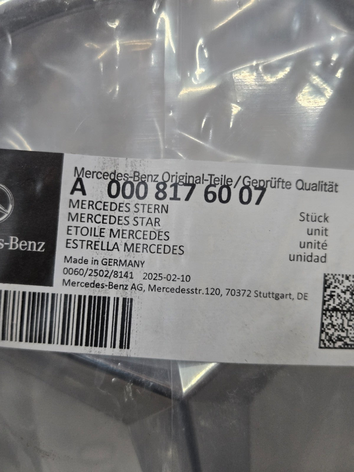 Genuine Mercedes Benz EMBLEM Star Grille E Class Models OEM A0008176007 NEW