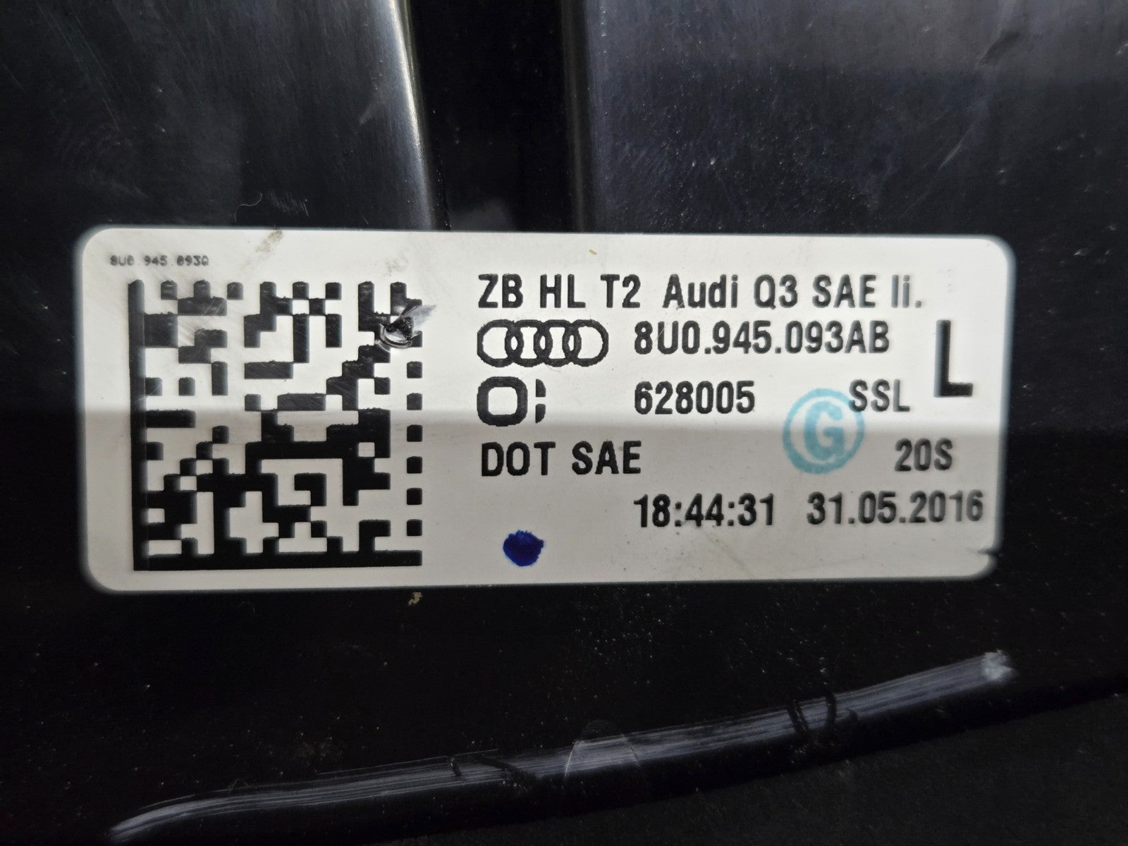2016-2018 Audi Q3 Left LH Driver Tail Light LED OEM 8U0945093AB