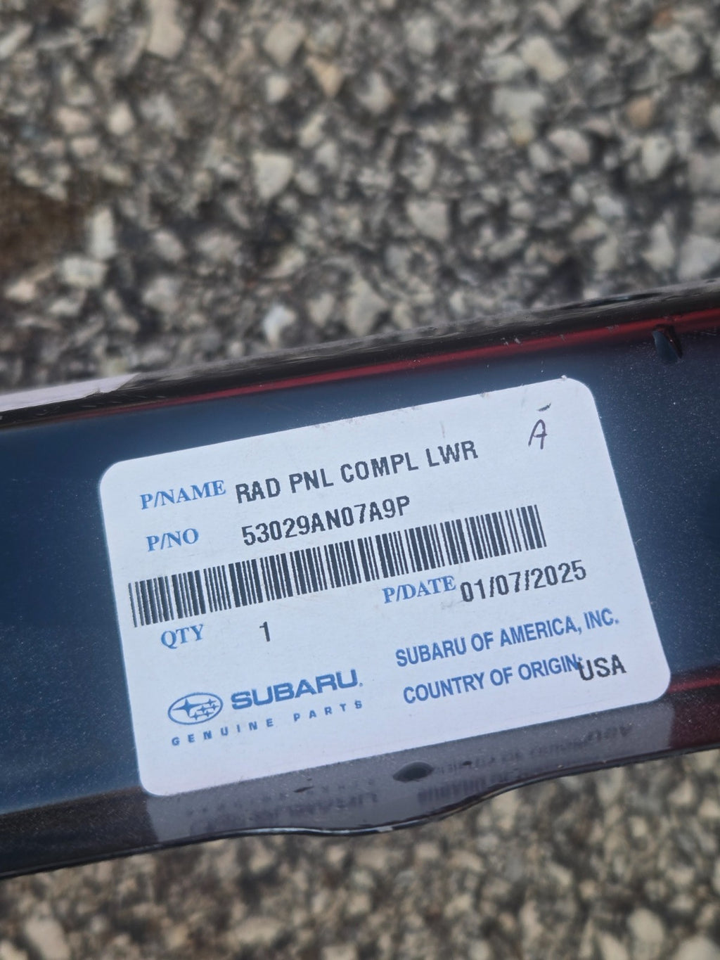 Genuine Subaru Lower Tie Bar 53029AN07A9P NEW OEM