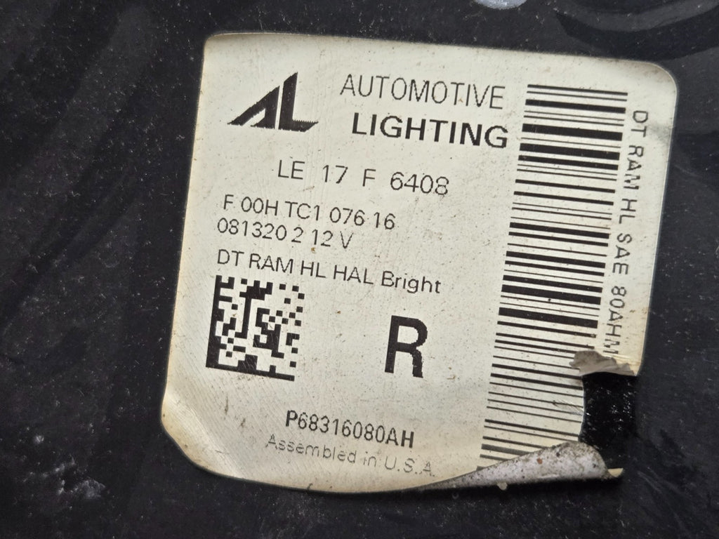 2019 2020 2021 Dodge Ram 1500 Passenger Right Halogen Headlight OEM P68316080AH