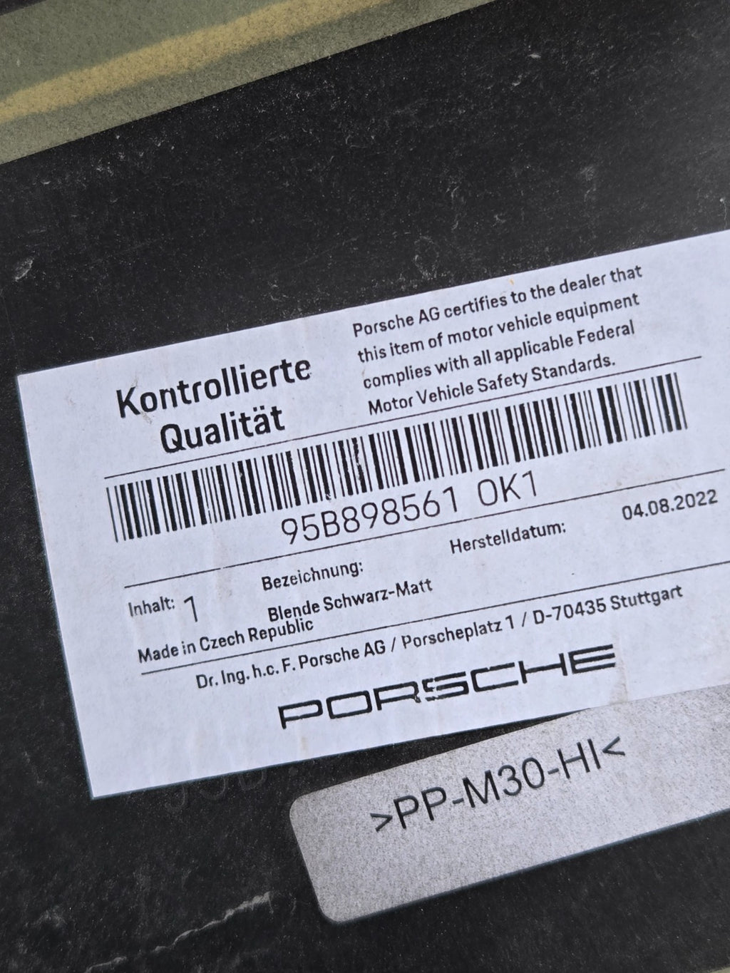 Genuine Porsche Lower Molding 95B-898-561-OK1 LEFT LH DRIVER SIDE OEM