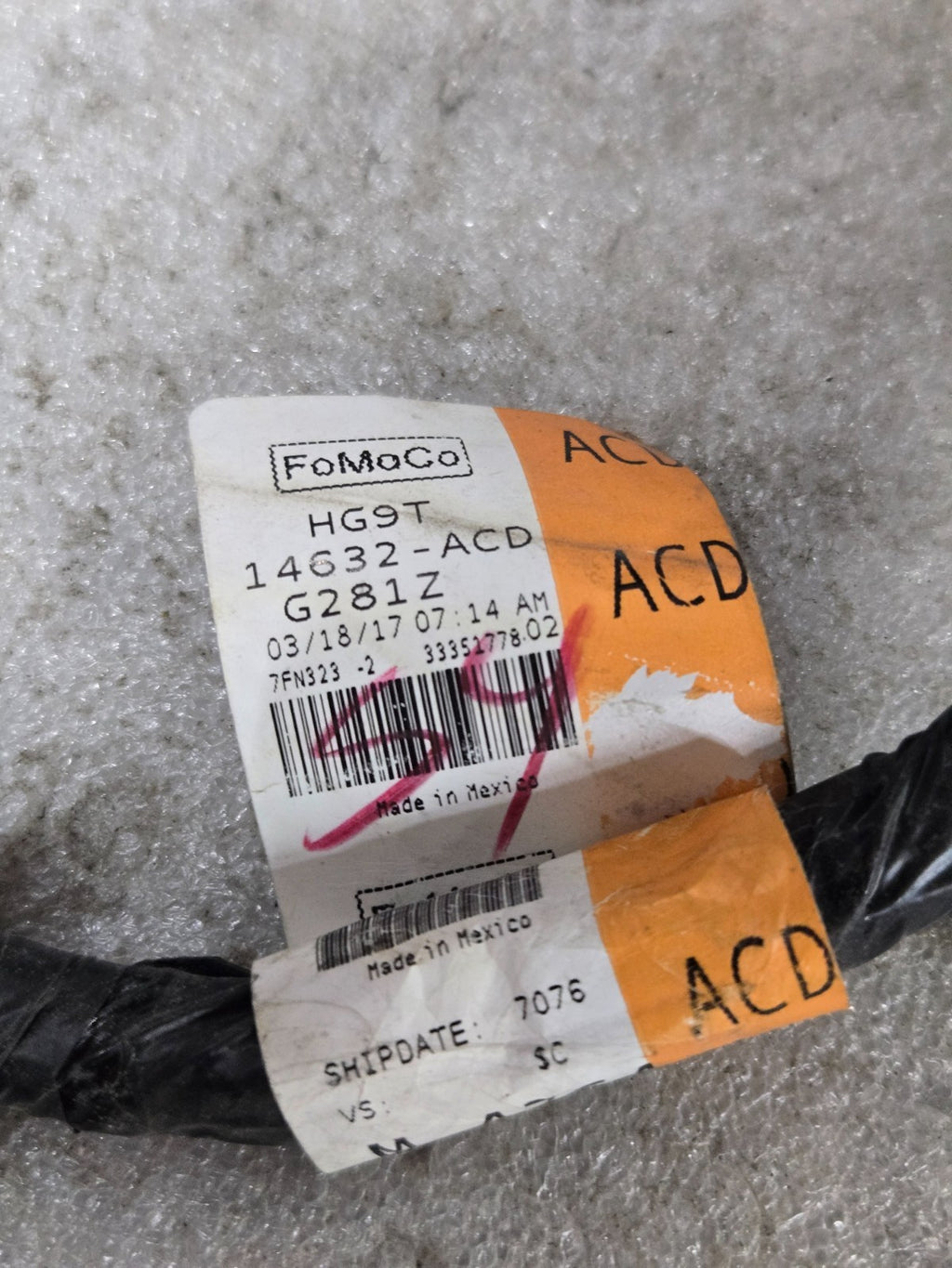 2013-2020 FORD FUSION RIGHT REAR PASSENGER DOOR WIRE HARNESS OEM HG9T-14632-ACD