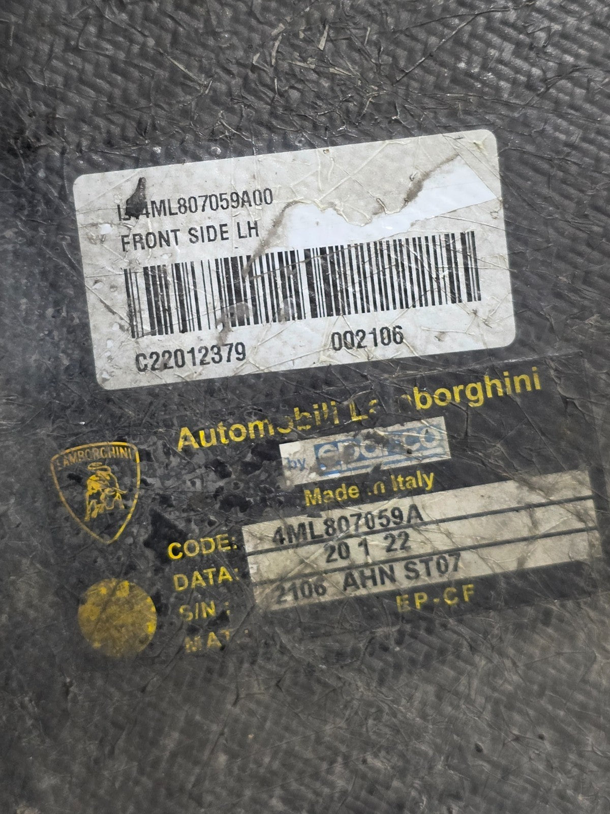 Lamborghini Urus Front Bumper LH Left 4ML807059A Carbon Lip Section OEM Genuine