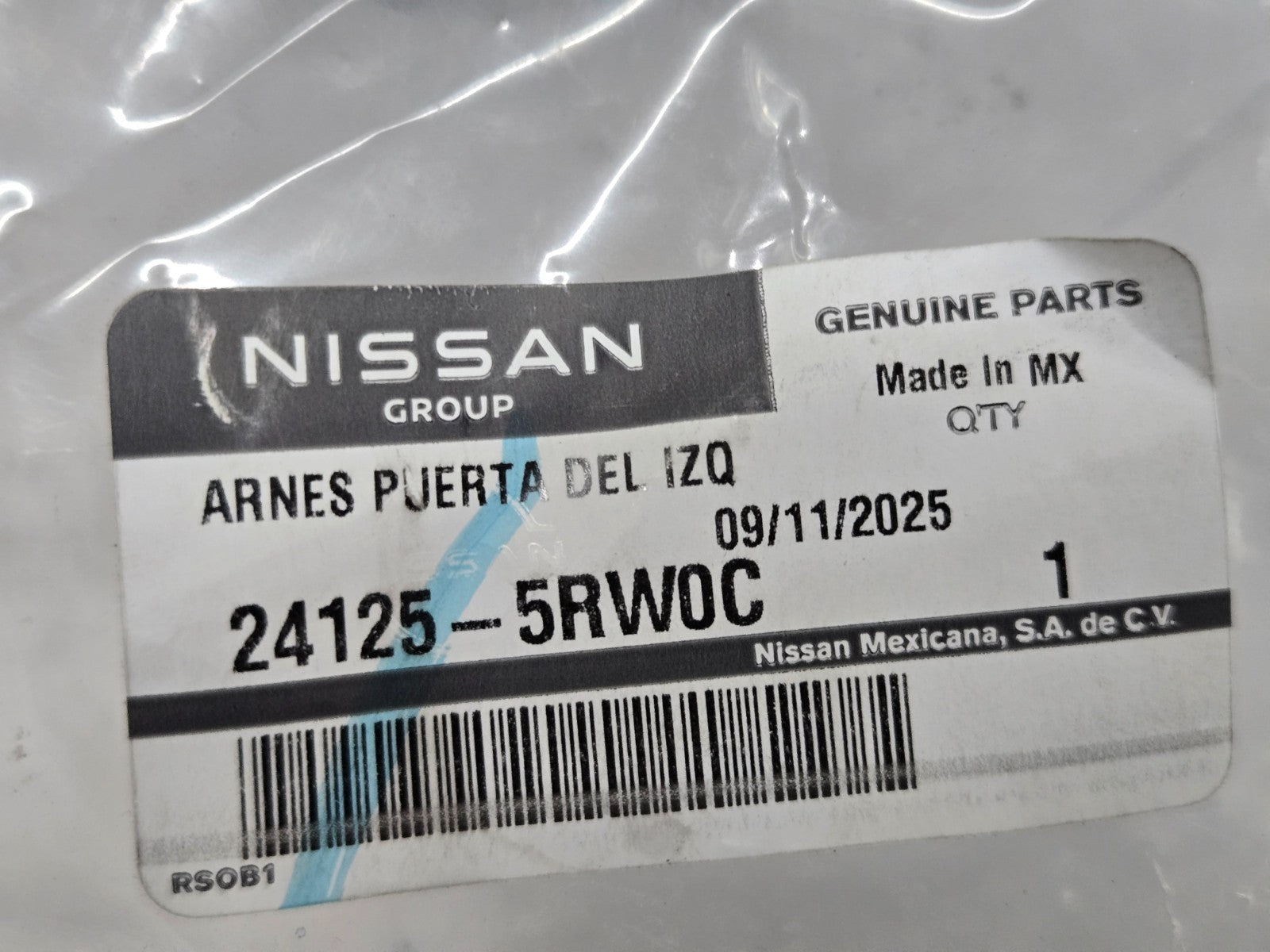 Genuine Nissan Harness-Front Door Left-Hand 24125-5RW0C OEM