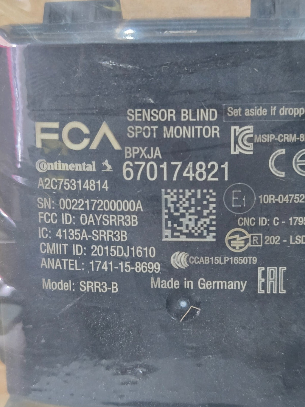 2013 - 2016 MASERATI QUATTROPORTE REAR LEFT BLIND SPOT SENSOR OEM 670174821