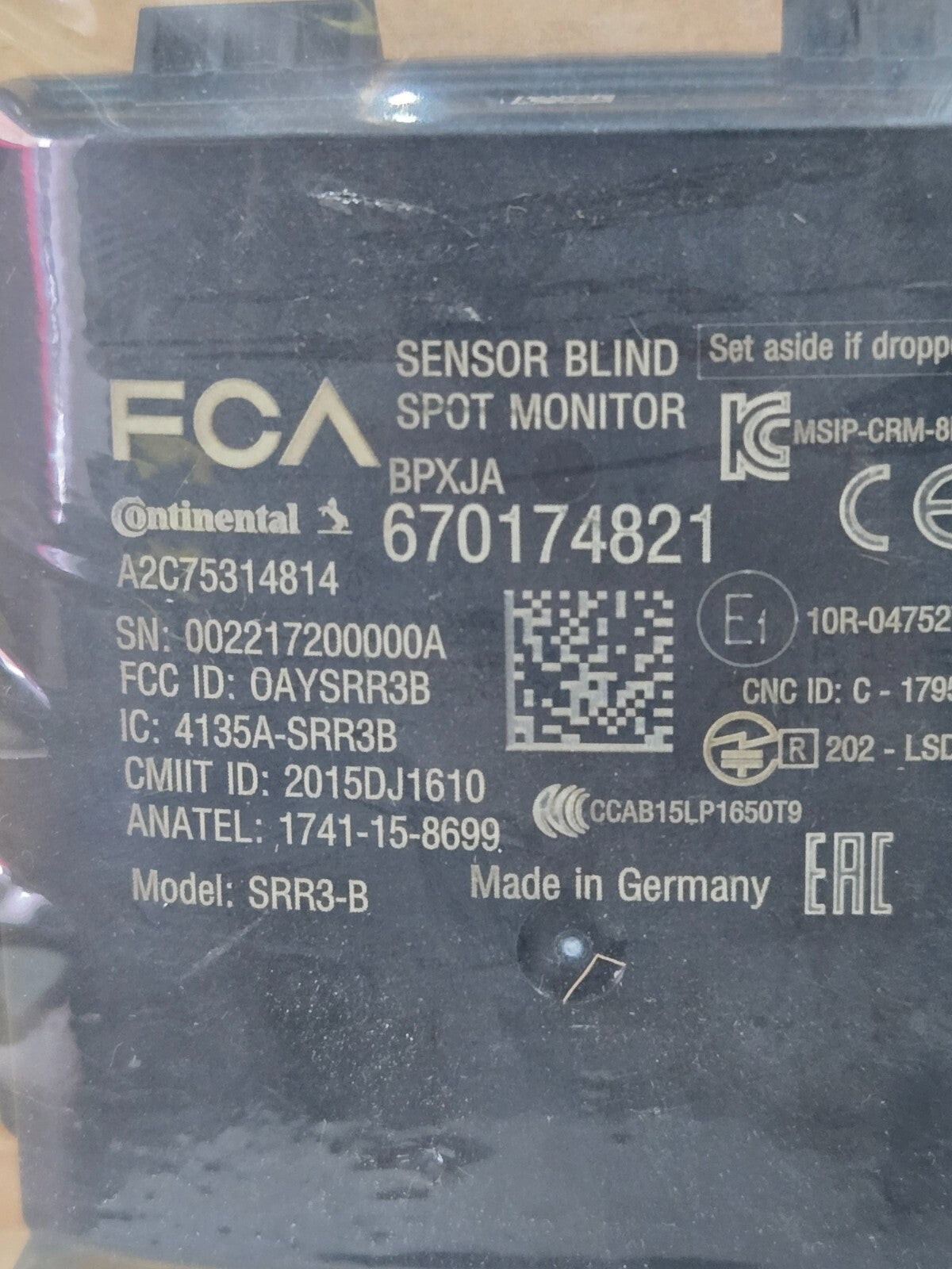 2013 - 2016 MASERATI QUATTROPORTE REAR LEFT BLIND SPOT SENSOR OEM 670174821