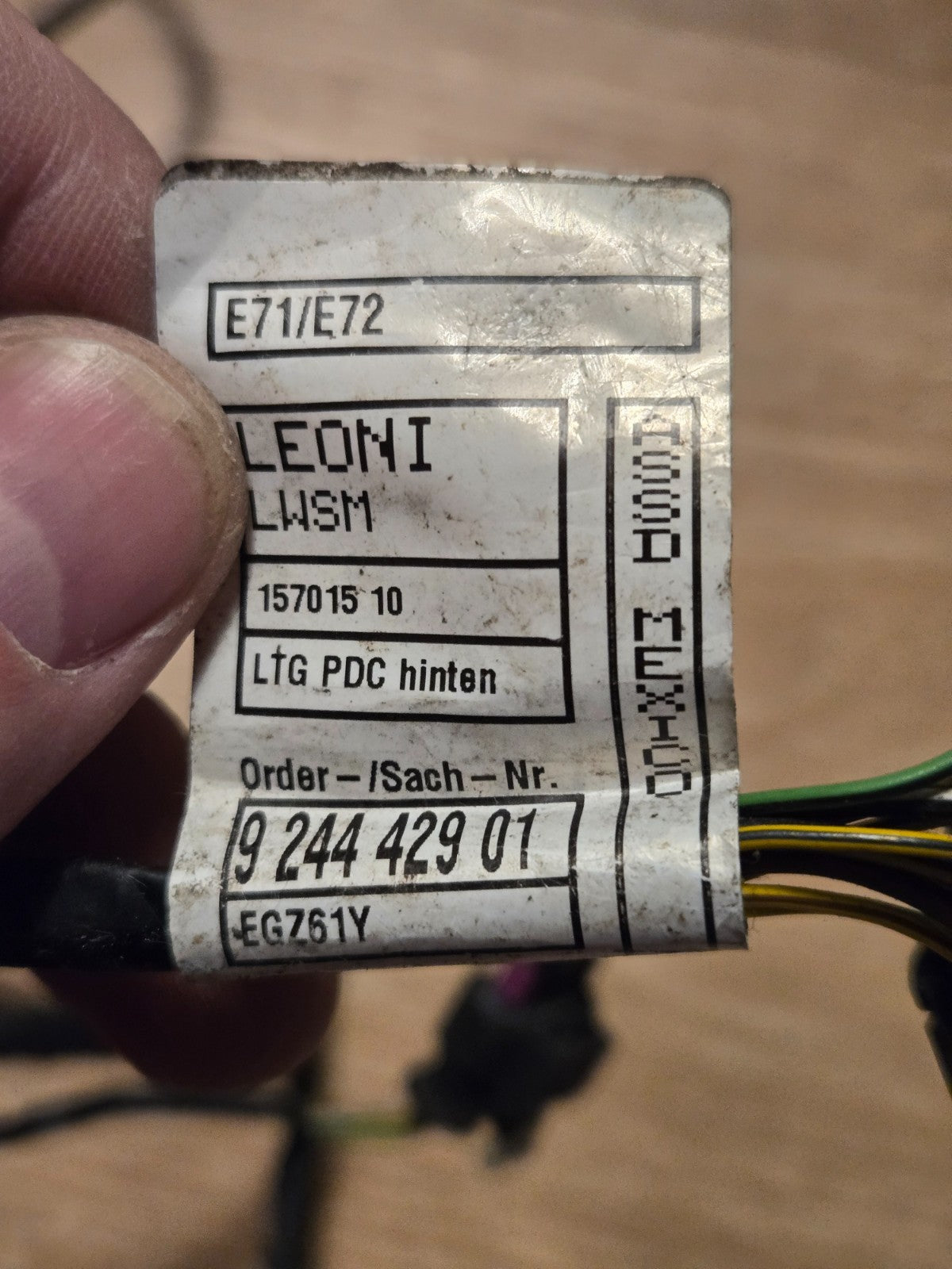 2008-2014 BMW E71 E72 X6 REAR BUMPER PDC PARKING DISTANCE SENSOR WIRING HARNESS
