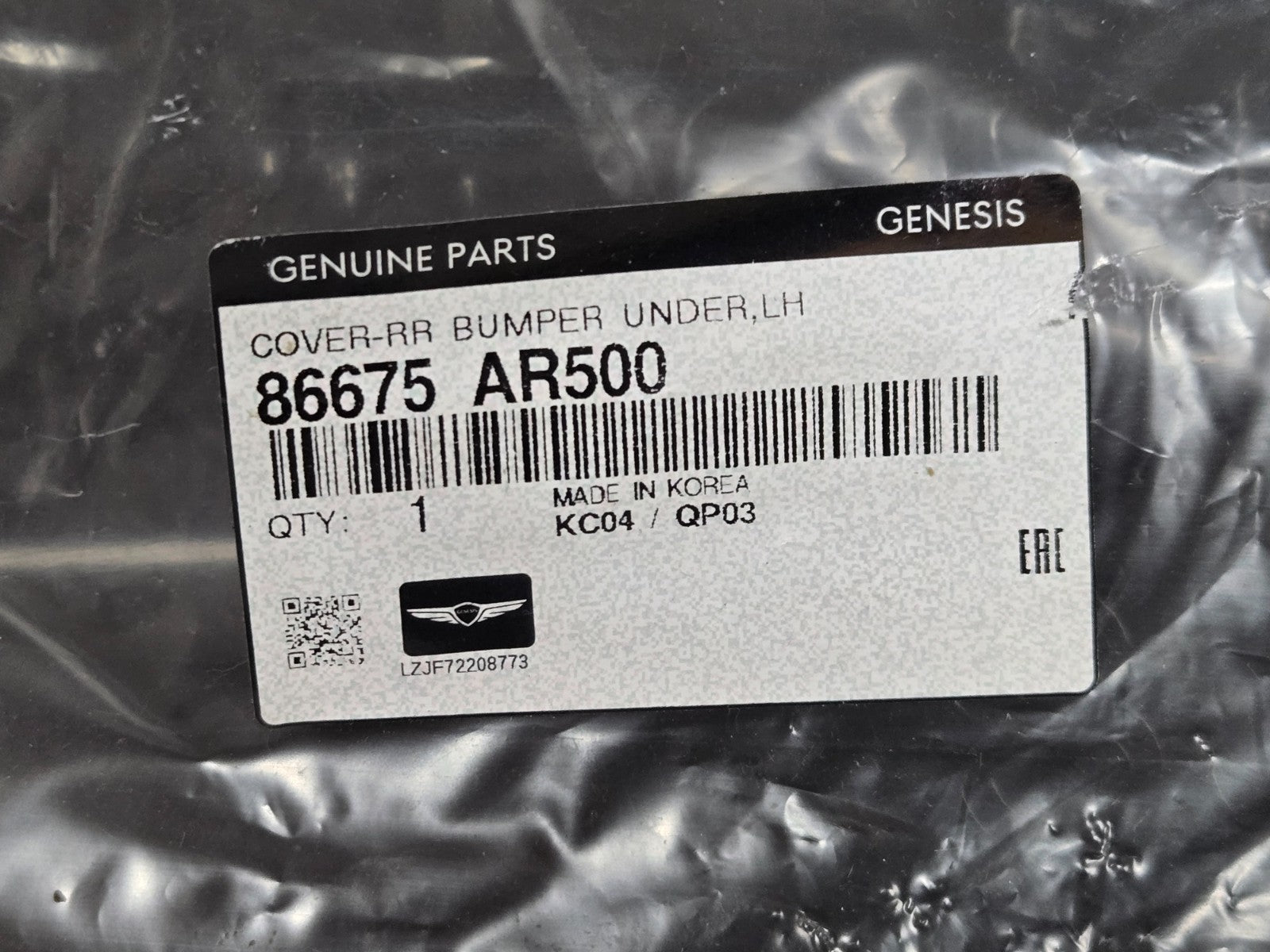 2022-2025 GENESIS GV70 REAR BUMPER CORNER COVER LH DRIVER 86675-AR500 OEM NEW