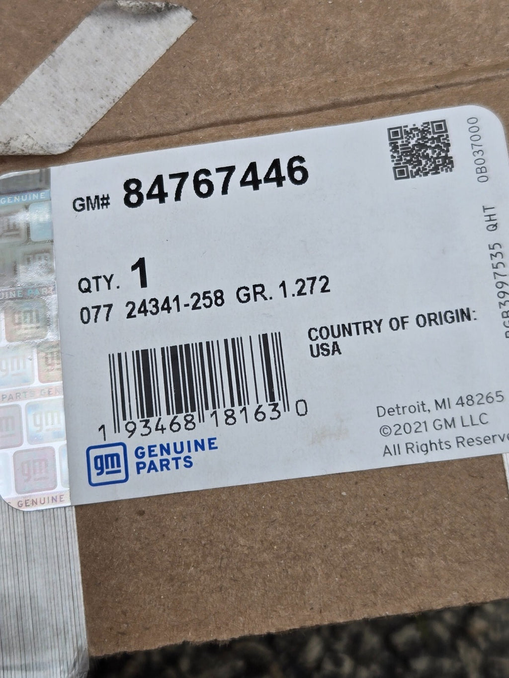GM Genuine Parts 84767446 Radiator Support Baffle OEM