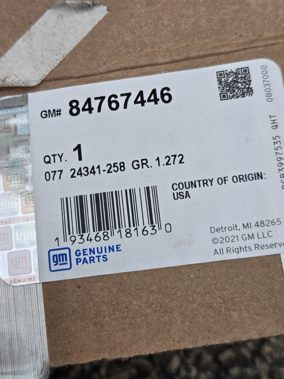 GM Genuine Parts 84767446 Radiator Support Baffle OEM