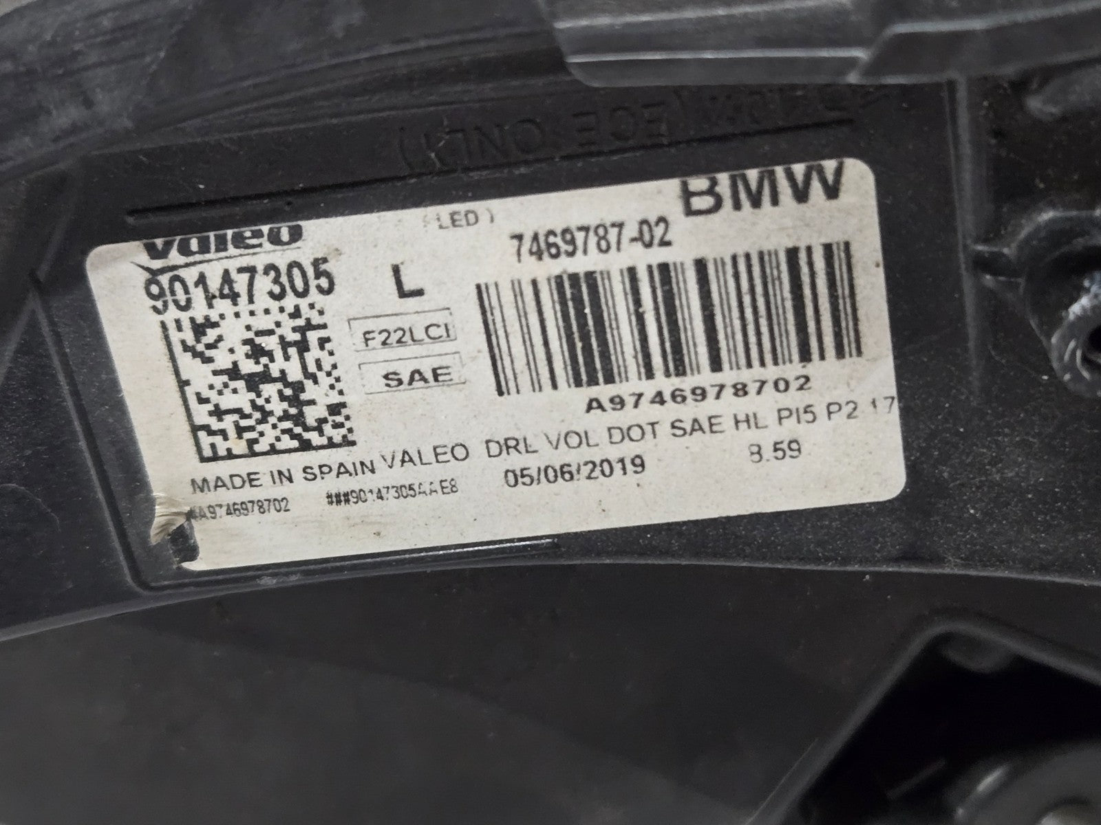 2018-2021 BMW 2 Series F22 F23 F87 M2 LCI Adaptive LED Headlight LH OEM 7469787