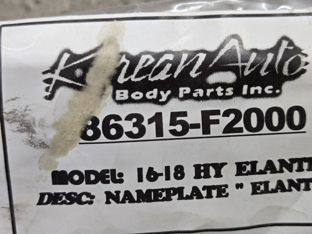 2016-2018 Hyundai Elantra Rear Trunk Emblem Nameplate OEM 86315-F2000 Genuine