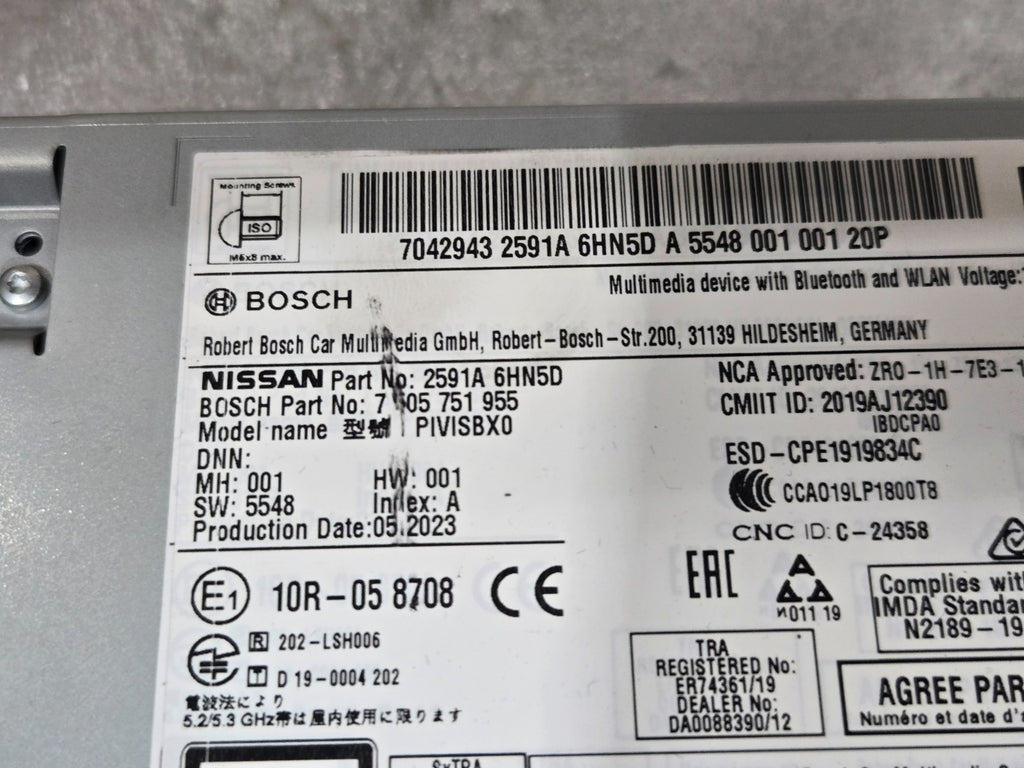 2019-2025 Infiniti QX50 QX55 Radio Receiver CD Player 2591A6HN5C OEM