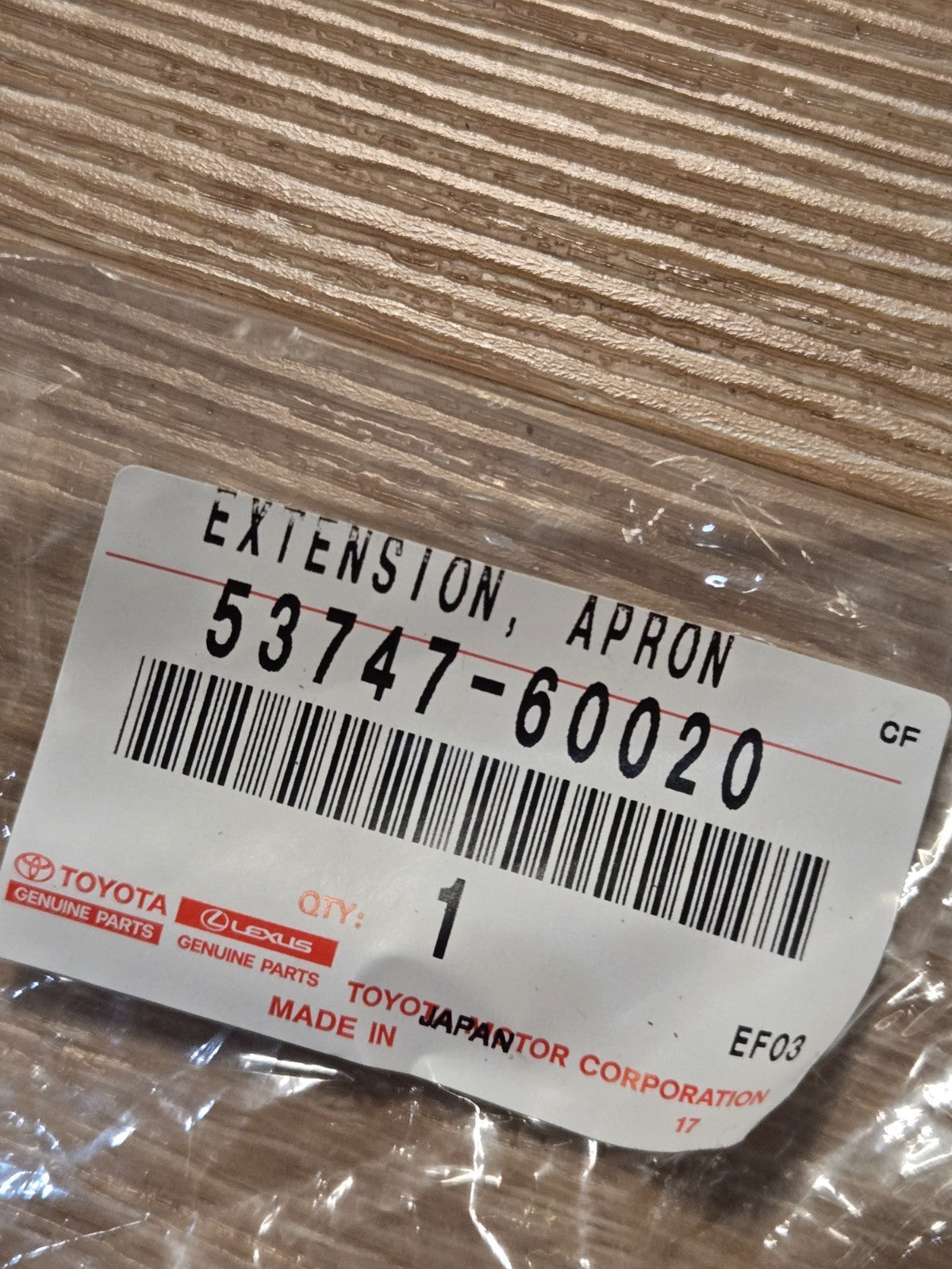 Toyota Apron Fender Side Extension Right RH Passenger Side OEM NEW 53747-60020