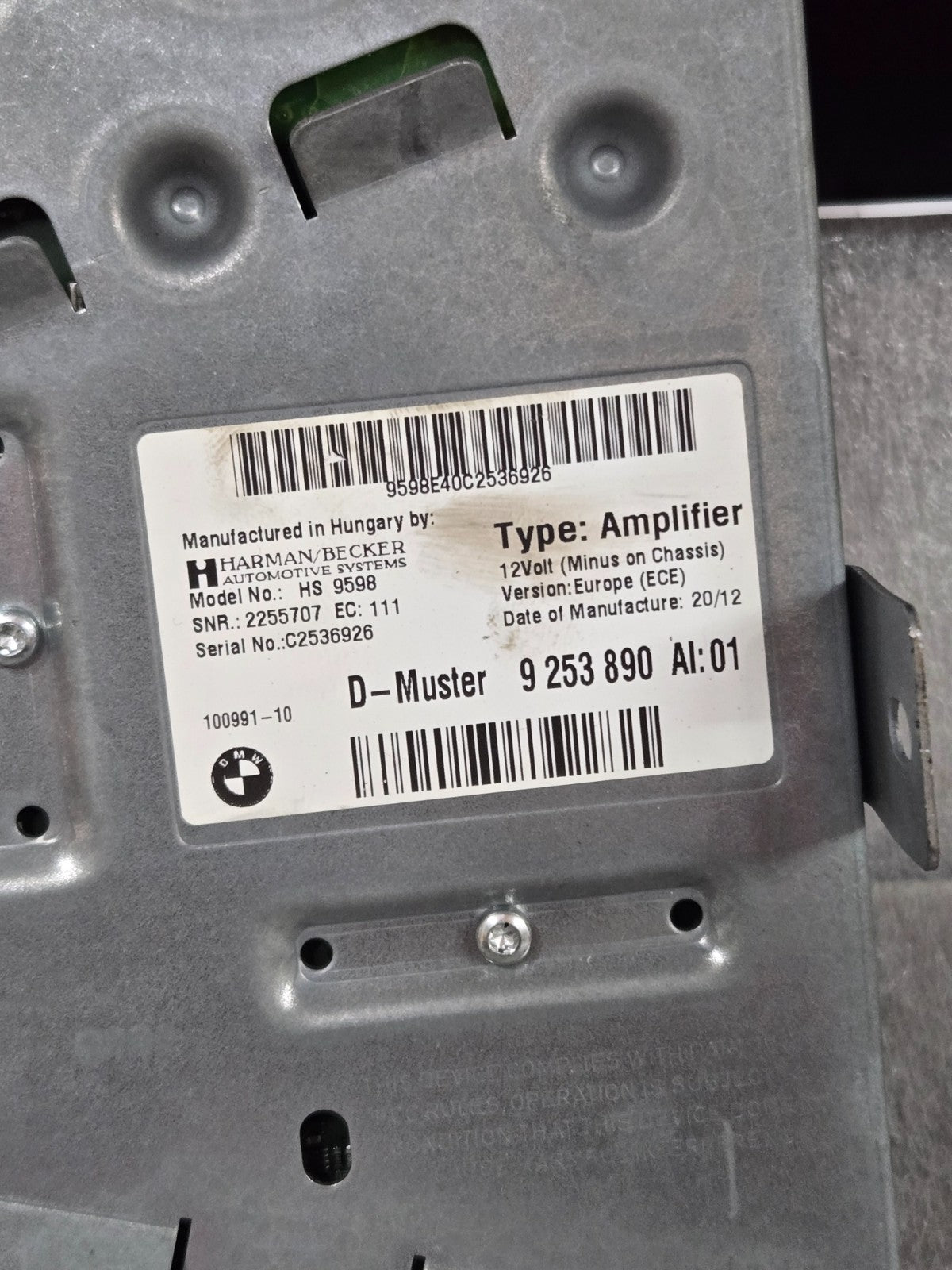 2010 - 2013 Mini Cooper Harman Kardon Amp Radio Stereo Amplifier OEM 9253890