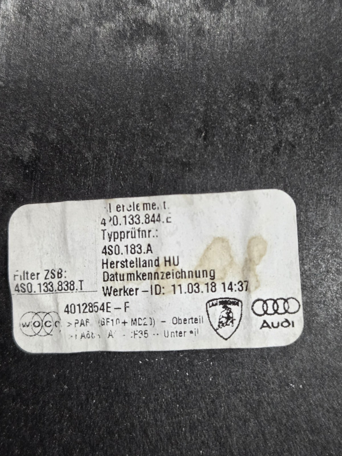 Lamborghini Huracan Genuine Right RH Passenger Air Filter Housing OEM 4S0133838T