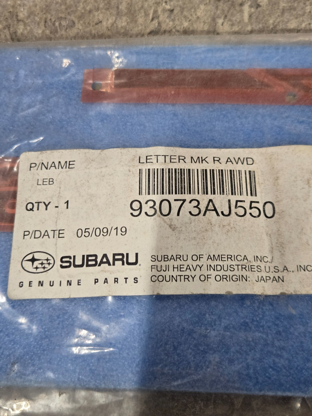 Genuine Subaru Nameplate Emblem Logo AWD 93073AJ550 NEW OEM