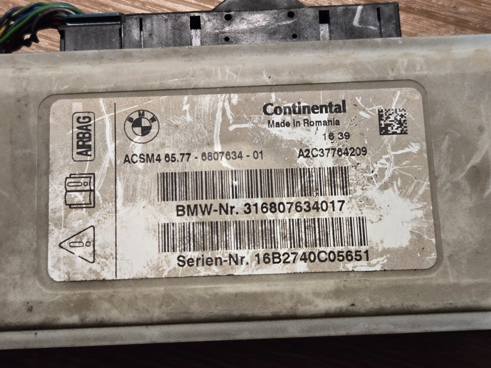 2015-2018 BMW X5 F15 SRS Crash Impact Control Module OEM 316807634017