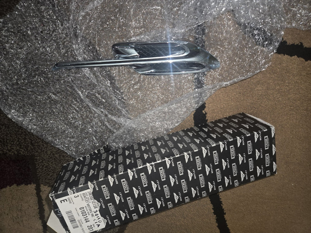 2011-18 Bentley Continental GT Fender Air Vent Trim Chrome LH OEM NEW 3W3821273B