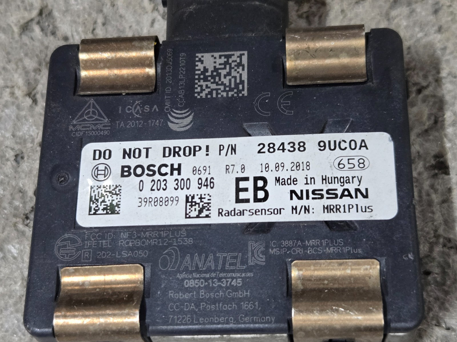 16 17 18 NISSAN MURANO FRONT DISTANCE RADAR SENSOR 28438-9UC0A EB OEM used
