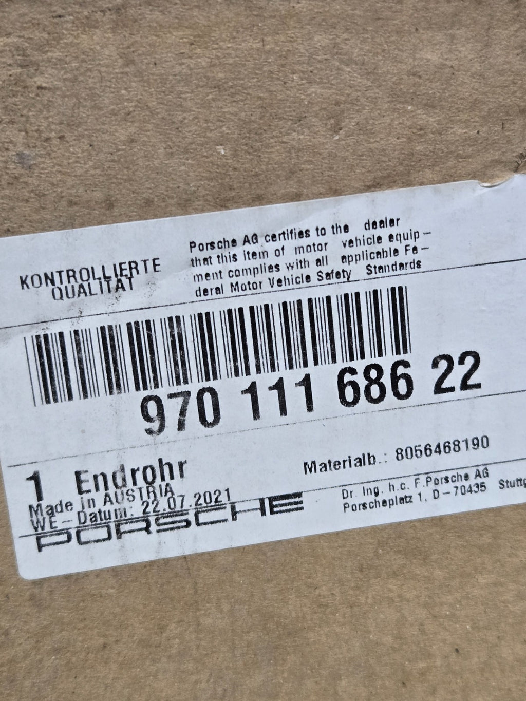 2014-2016 PORSCHE PANAMERA 3.6 REAR RIGHT (PASSENGER ) EXHAUST PIPE TIP OEM NEW