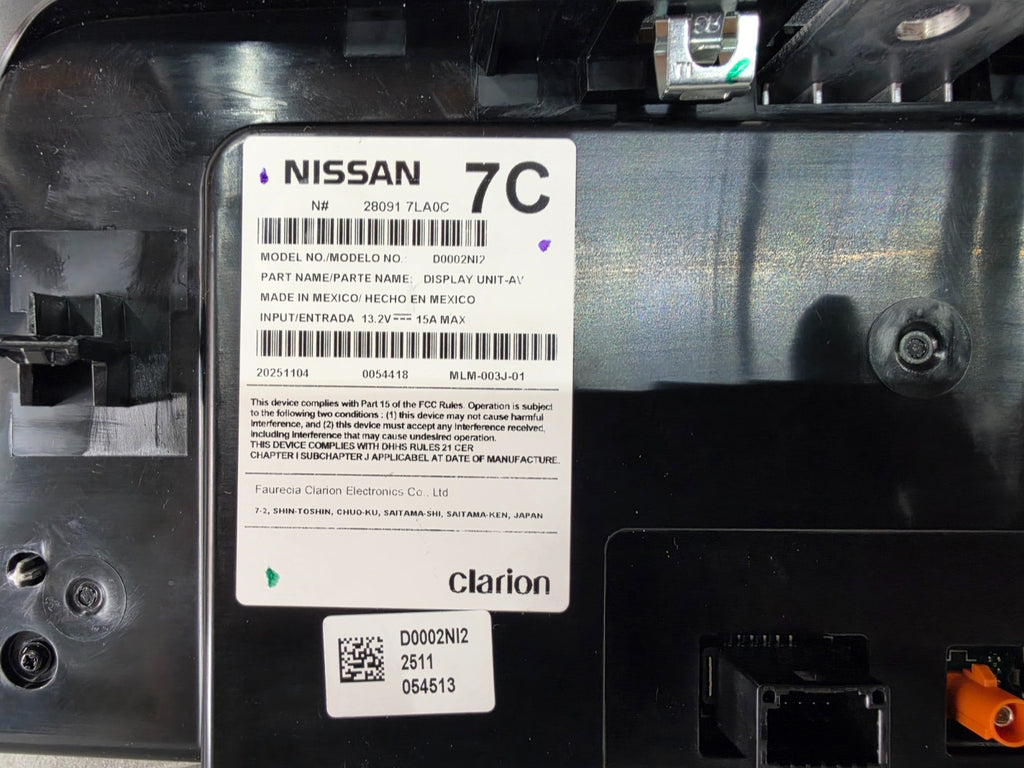 2026 Nissan Kicks Info Unit GPS Navigation TV Screen OEM 28091-7LA0C