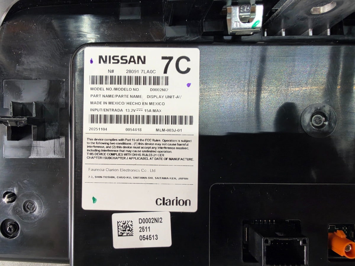 2026 Nissan Kicks Info Unit GPS Navigation TV Screen OEM 28091-7LA0C