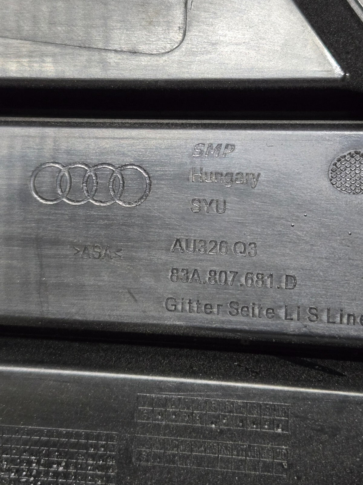 2019-2022 AUDI Q3 F3 Front Bumper Left LH Lower Grille S-Line 83A807681D OEM
