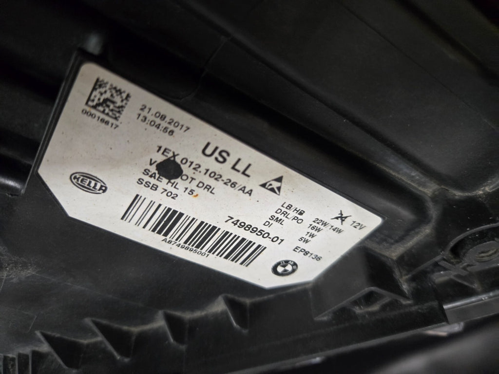 2016-2018 BMW 3-Series F30 Right RH Side Non-Adaptive LED Headlight OEM COMPLETE