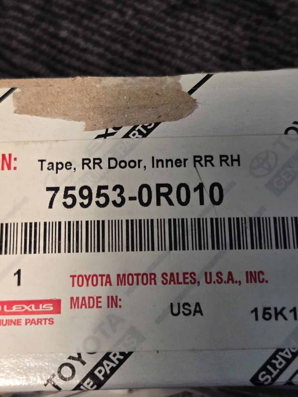 Toyota - Black Out Tape - Right Passenger Side (75953-0R010) OEM