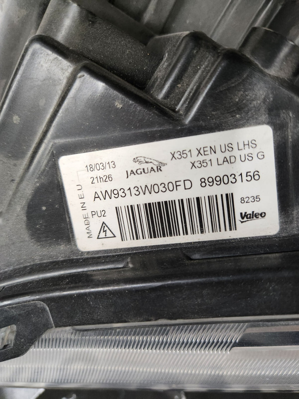 2010-2015 JAGUAR XJ XJL X351 HID XENON W/O AFS LEFT LH DRIVER SIDE HEADLIGHT OEM