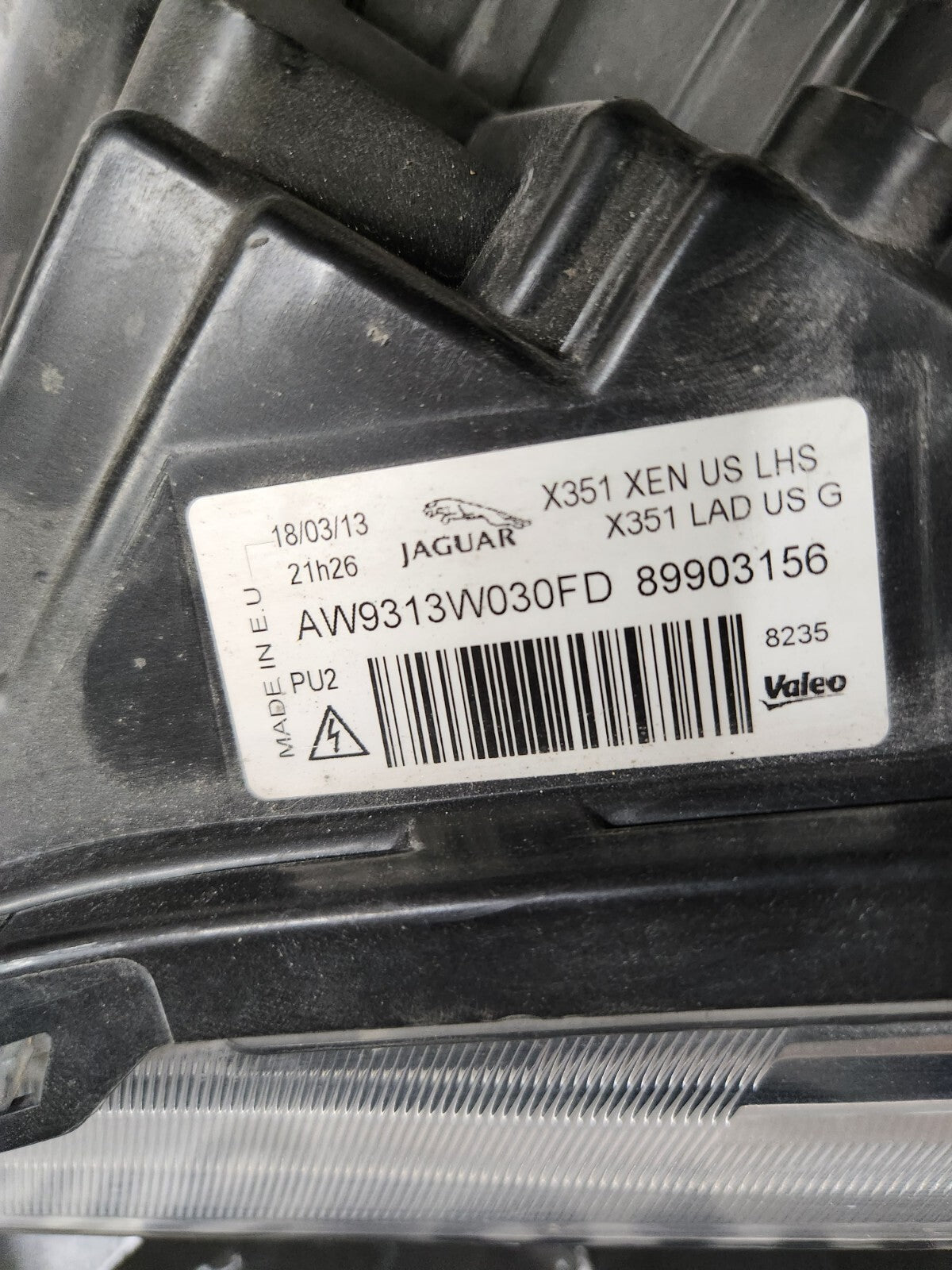 2010-2015 JAGUAR XJ XJL X351 HID XENON W/O AFS LEFT LH DRIVER SIDE HEADLIGHT OEM