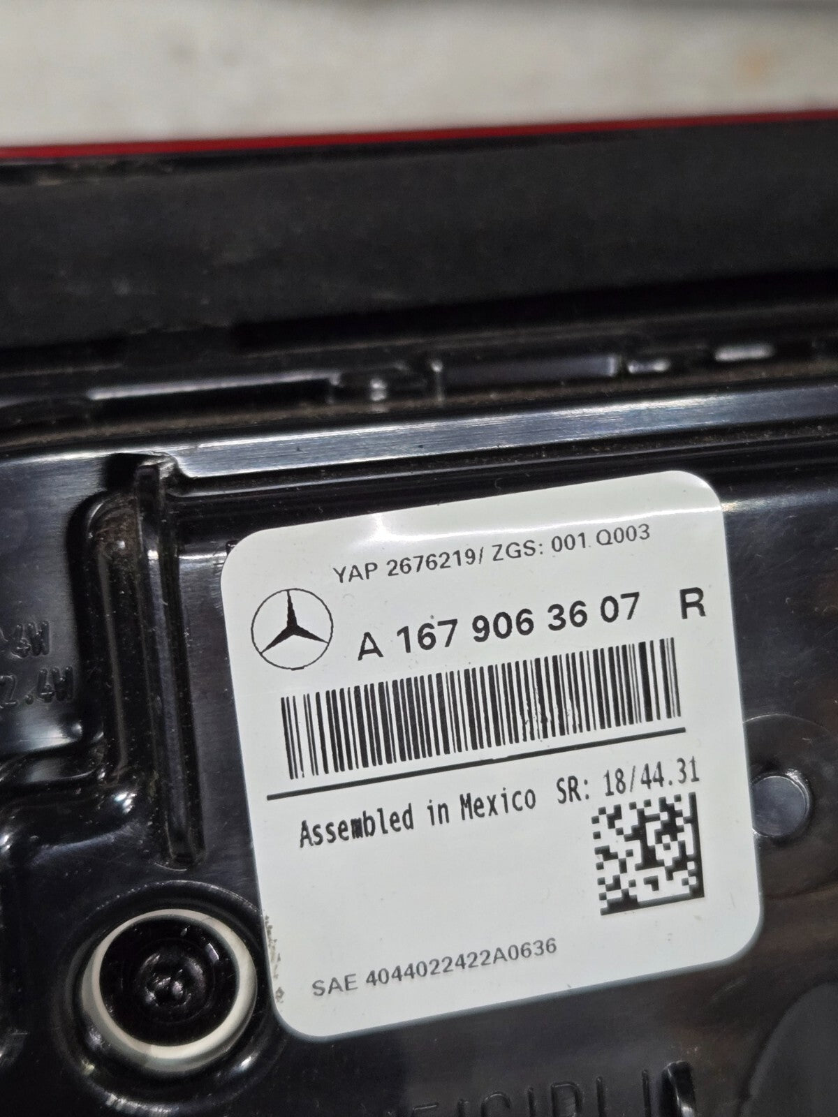 2020-2022 MERCEDES GLS RIGHT TAIL LIGHT LED PASSENGER SIDE INNER A1679063607 OEM