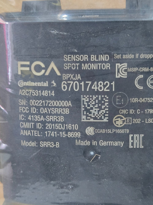 2013 - 2016 MASERATI QUATTROPORTE REAR LEFT BLIND SPOT SENSOR OEM 670174821