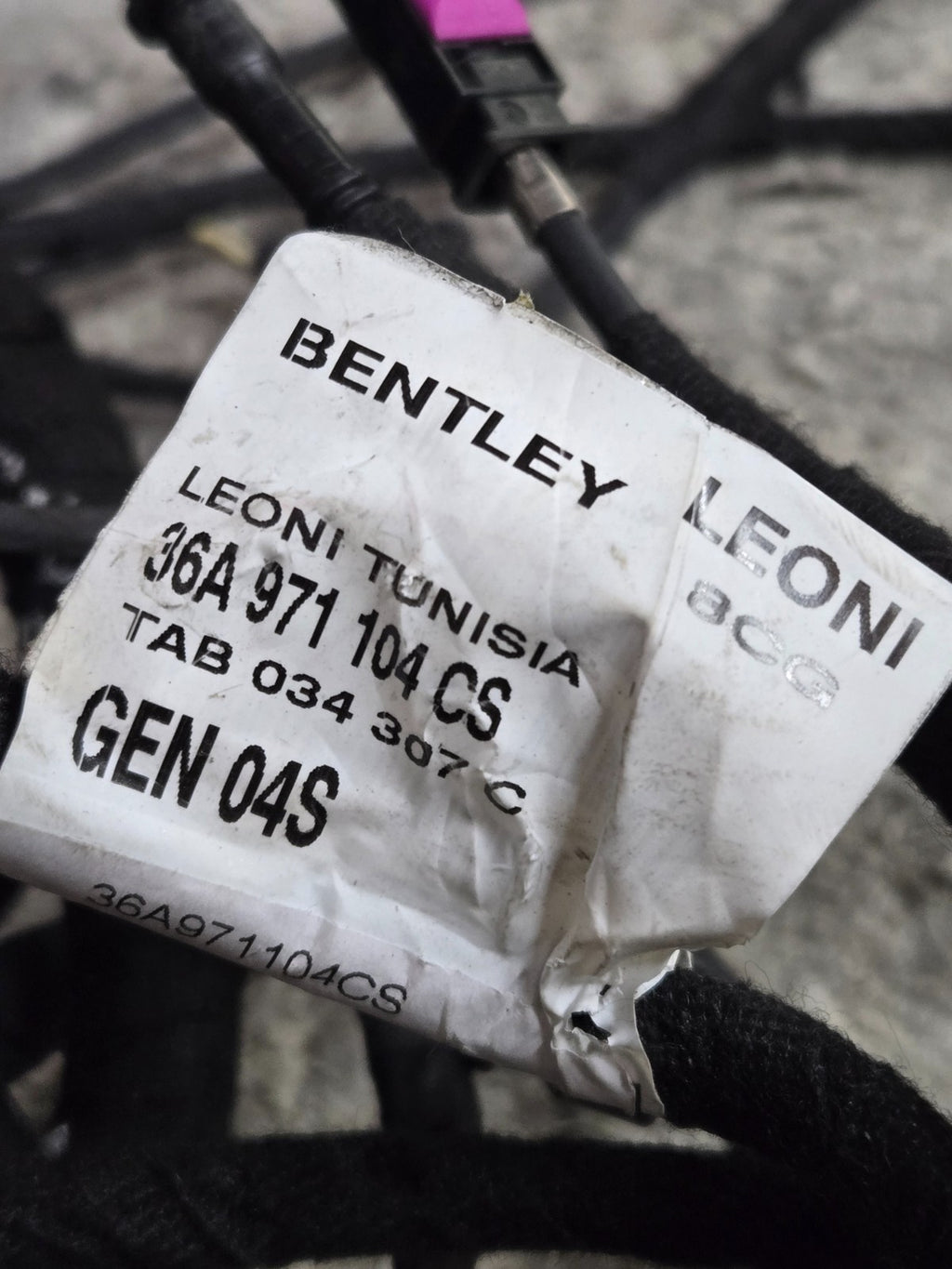20-22 Bentley Bentayga 2nd Gen BY636-2 Rear Bumper Harness Cable 36A971104CS OEM