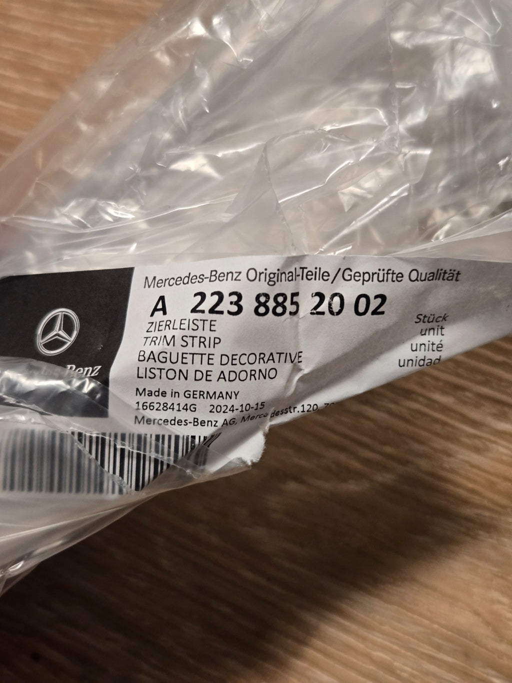 Mercedes Benz A 2238852002 Lower Right RH Trim Strip Molding Chrome NEW OEM
