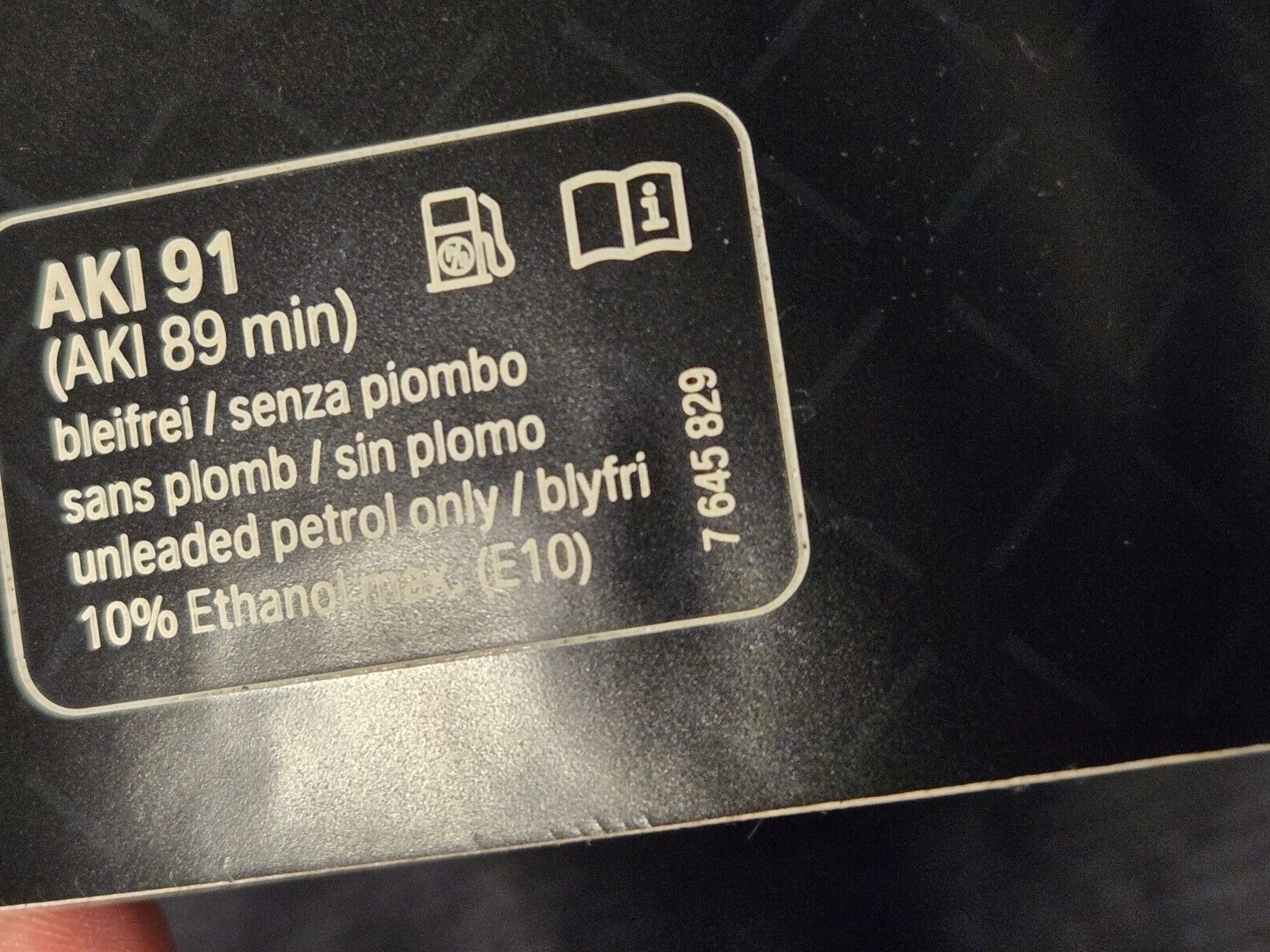 2012-2018 BMW F30 320i 328i SEDAN FUEL TANK RATING STICKER OEM 7645829 NEW