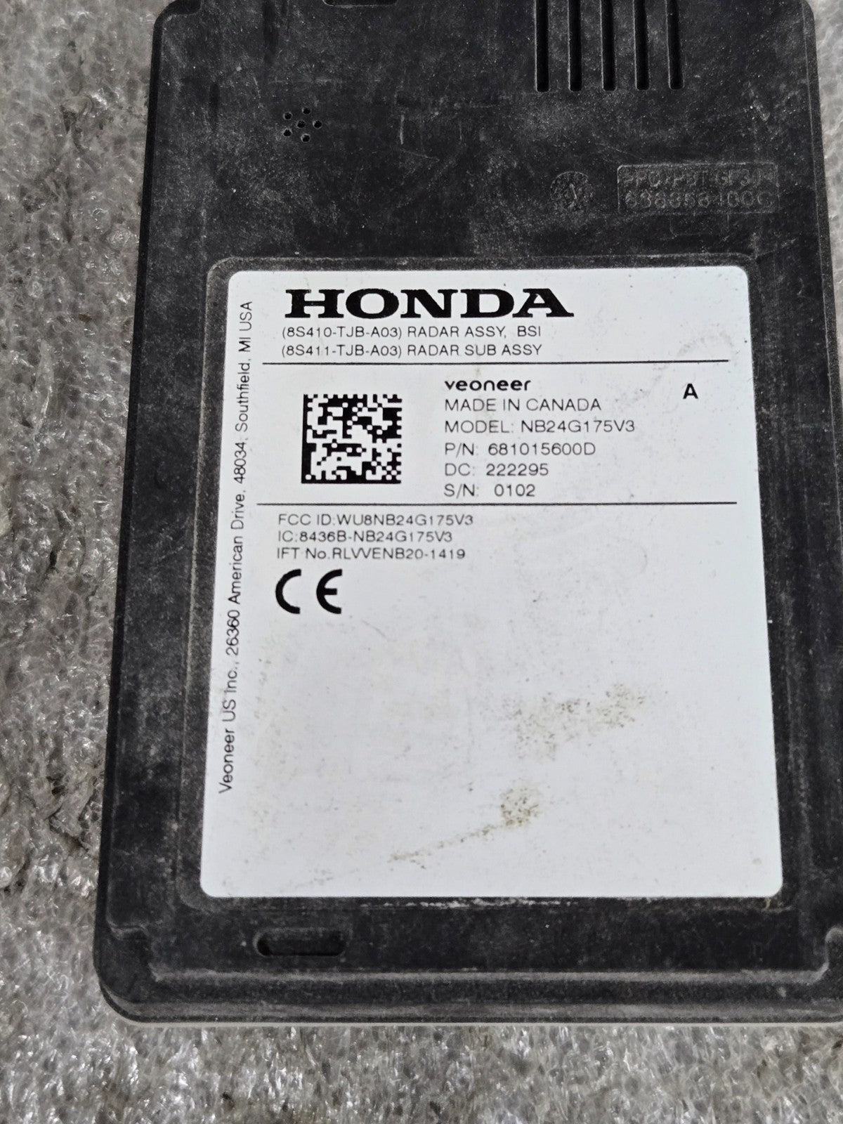 2022 2023 ACURA RDX REAR RIGHT RH BLIND SPOT RADAR SENSOR OEM 681015600D OEM