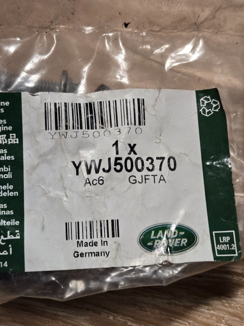 LAND ROVER FRONT IMPACT BAG SENSOR LR3 LR4 RANGE SPORT YWJ500370 OEM NEW