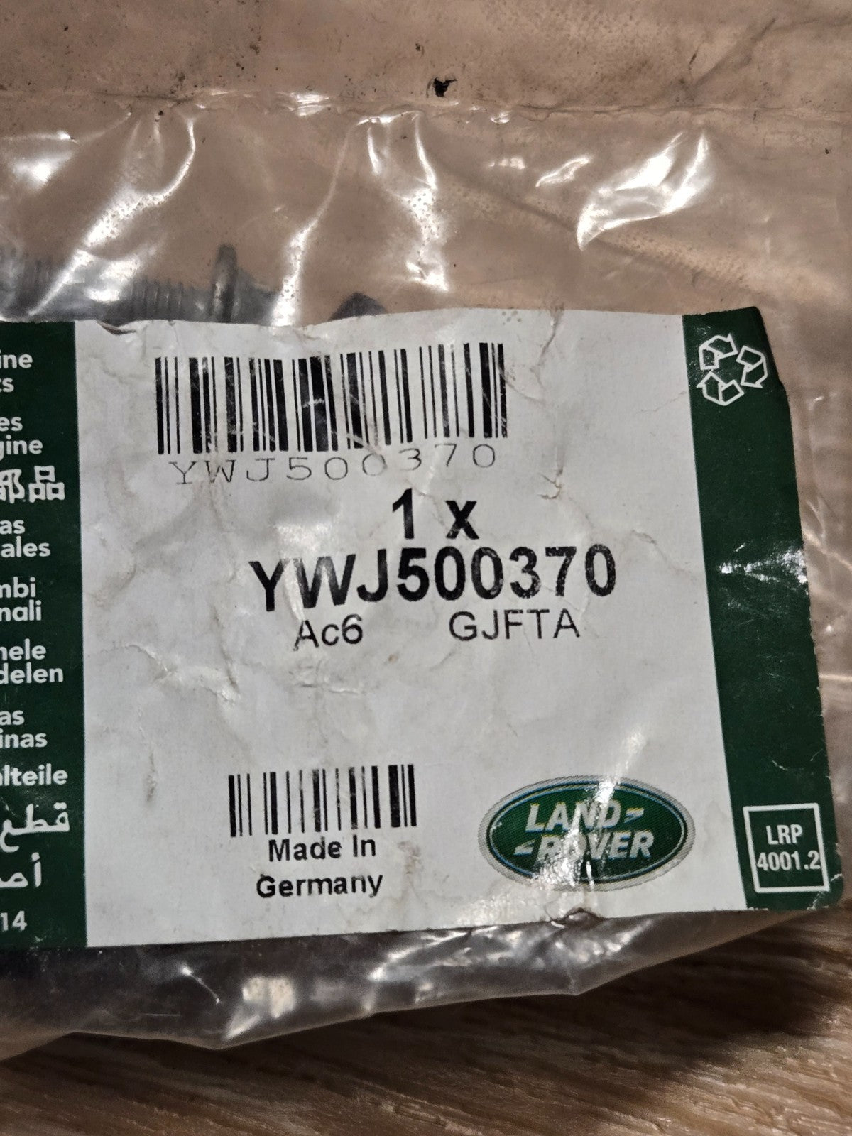 LAND ROVER FRONT IMPACT BAG SENSOR LR3 LR4 RANGE SPORT YWJ500370 OEM NEW