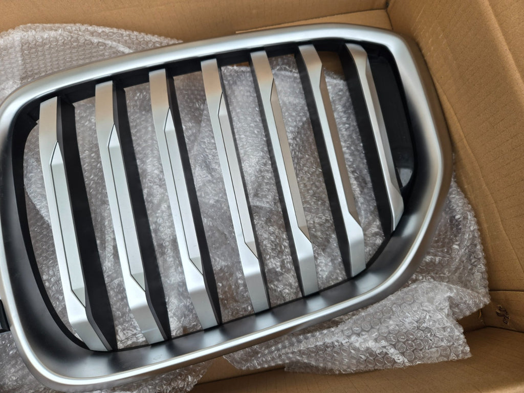 23-26  BMW X5 Front Bumper Grille 51135A67CC4 Camera Hole OEM G05 LCI SILVER 24