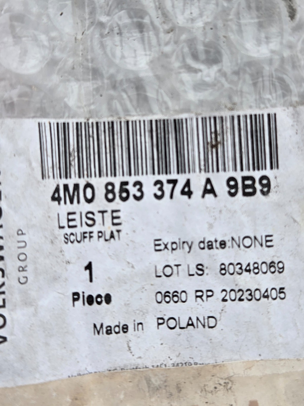 NEW AUDI Q7 4M FRONT RIGHT DOOR TRIM SILL PLATE INSERT 4M0853374A9B9 OEM