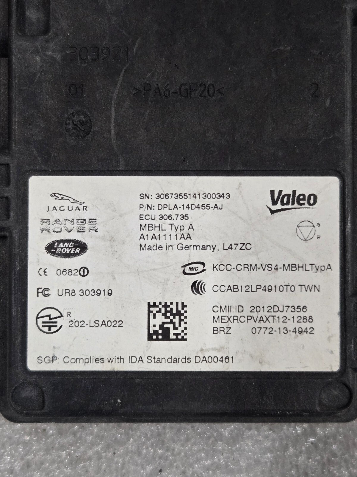 14-15 JAGUAR F-TYPE OEM LEFT OR RIGHT REAR BLIND SPOT RADAR SENSOR DPLA14D455AJ