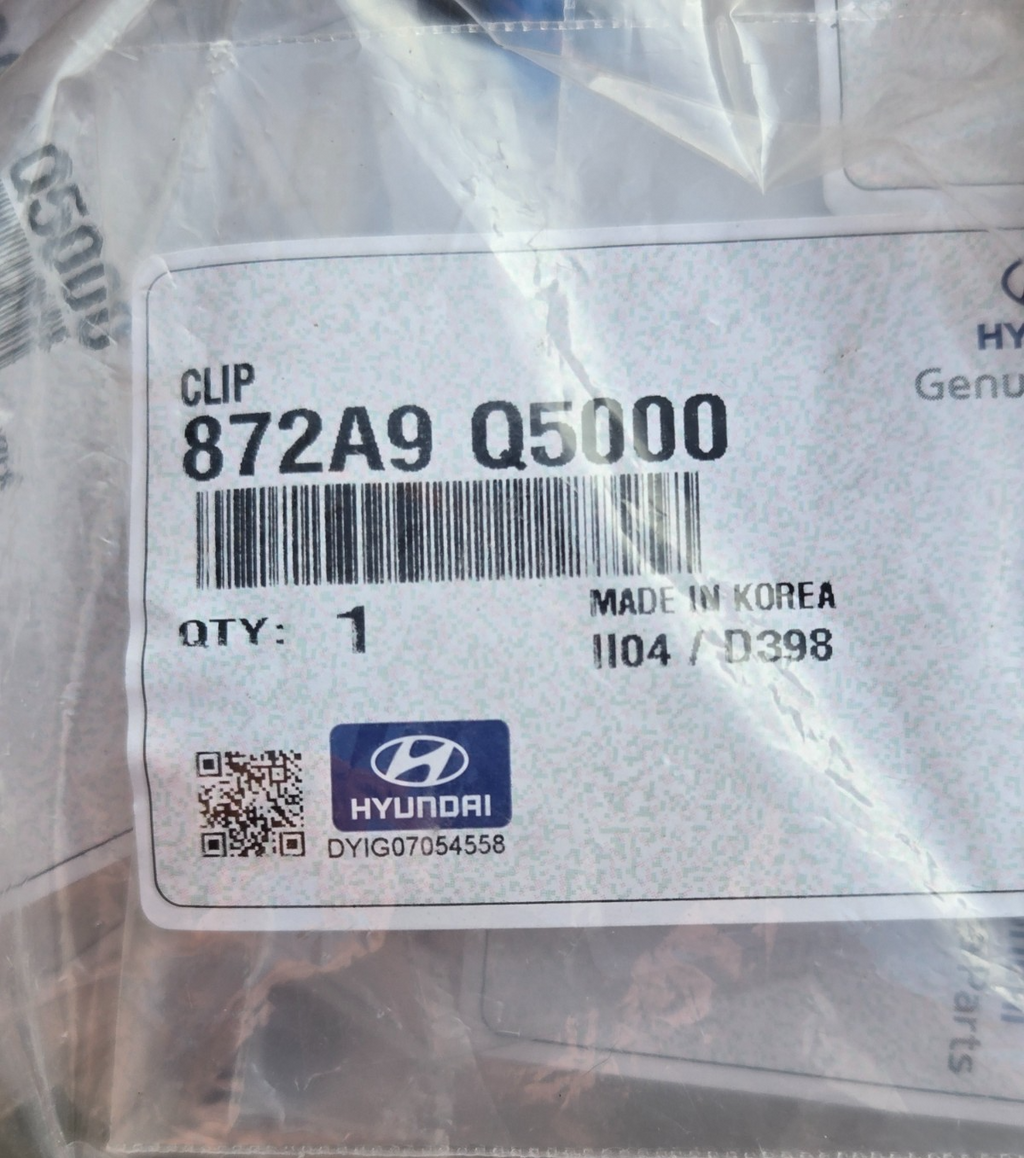 Genuine Hyundai Spoiler Assembly Clip 872A9-Q5000 NEW OEM - 10 PIECES