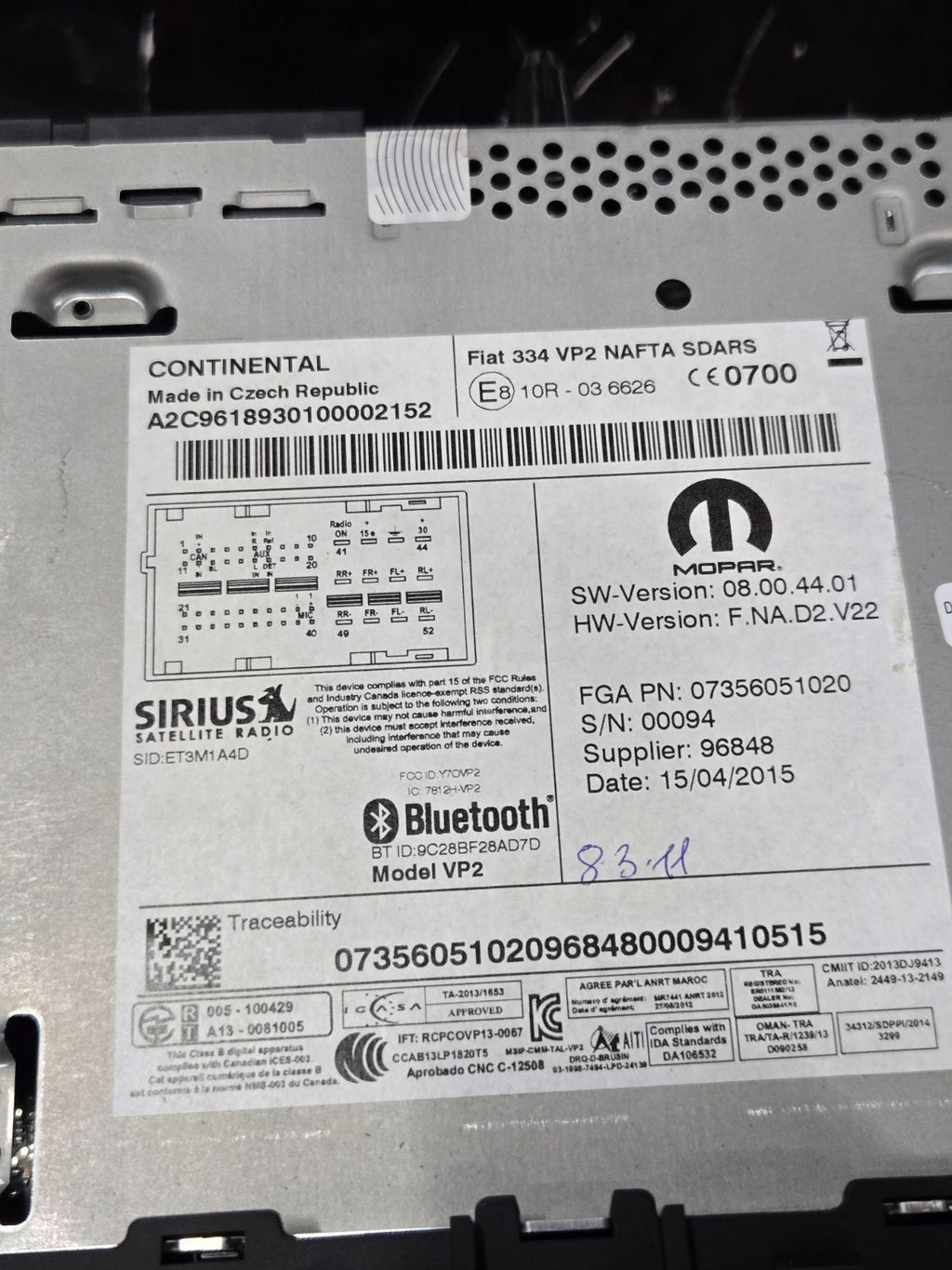 Genuine Mopar Radio Multi Media 2016-2018 Fiat OEM 6RT61LXHAA 0735672360