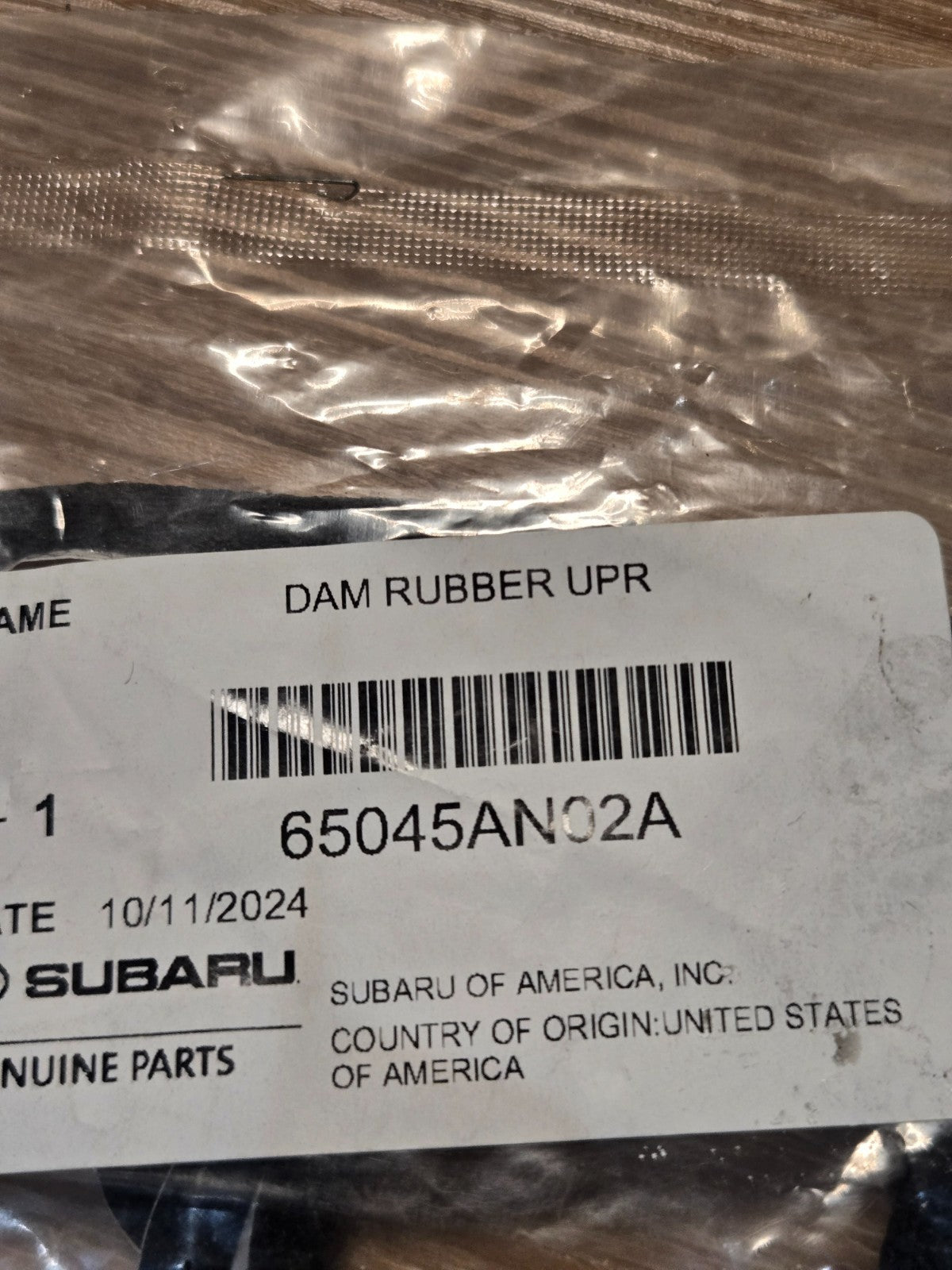 Genuine Subaru Dam 65045AN02A OEM NEW