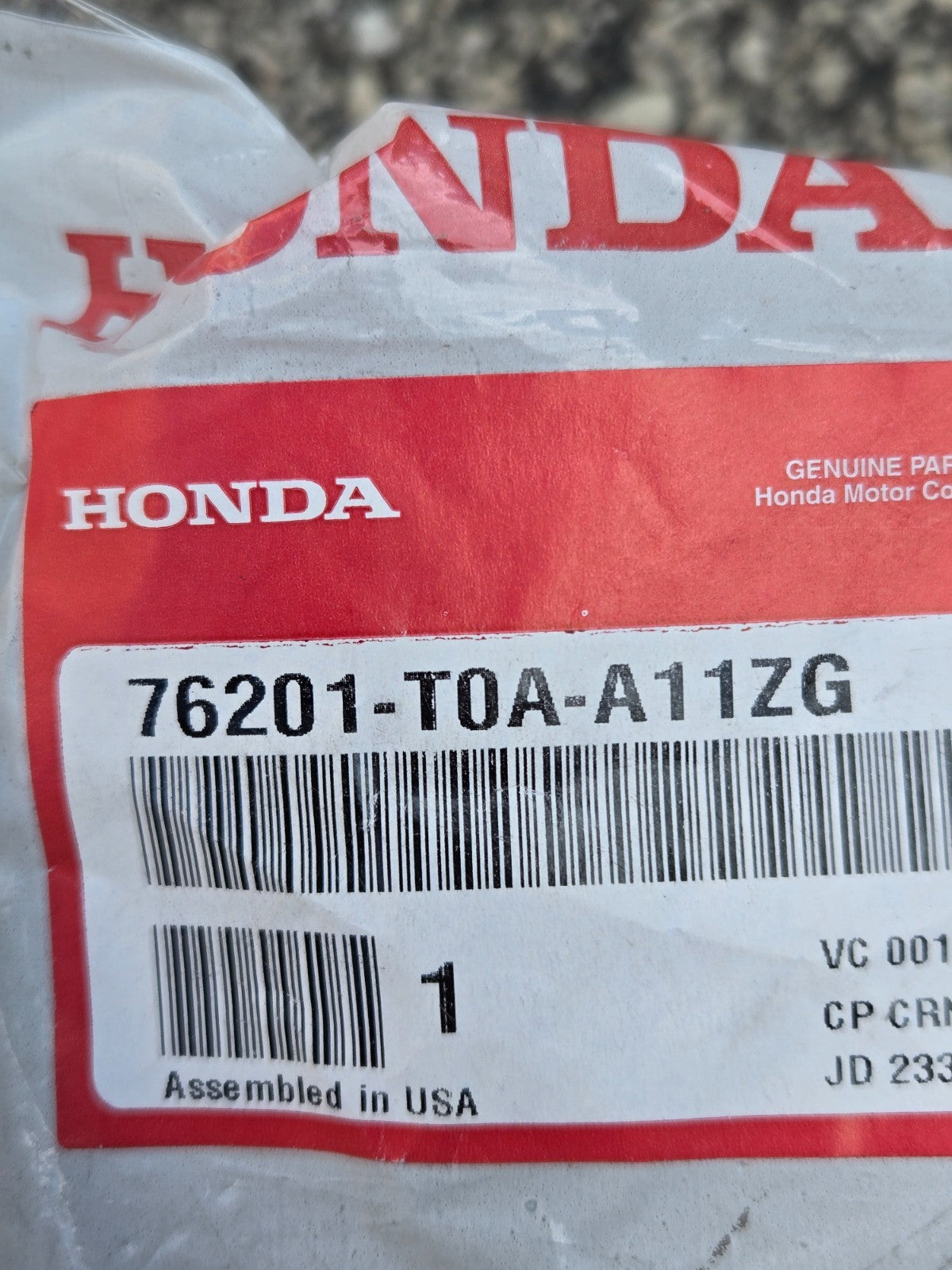 Genuine OEM Passenger Right Door Mirror Cover Honda 76201T0AA11ZG NEW